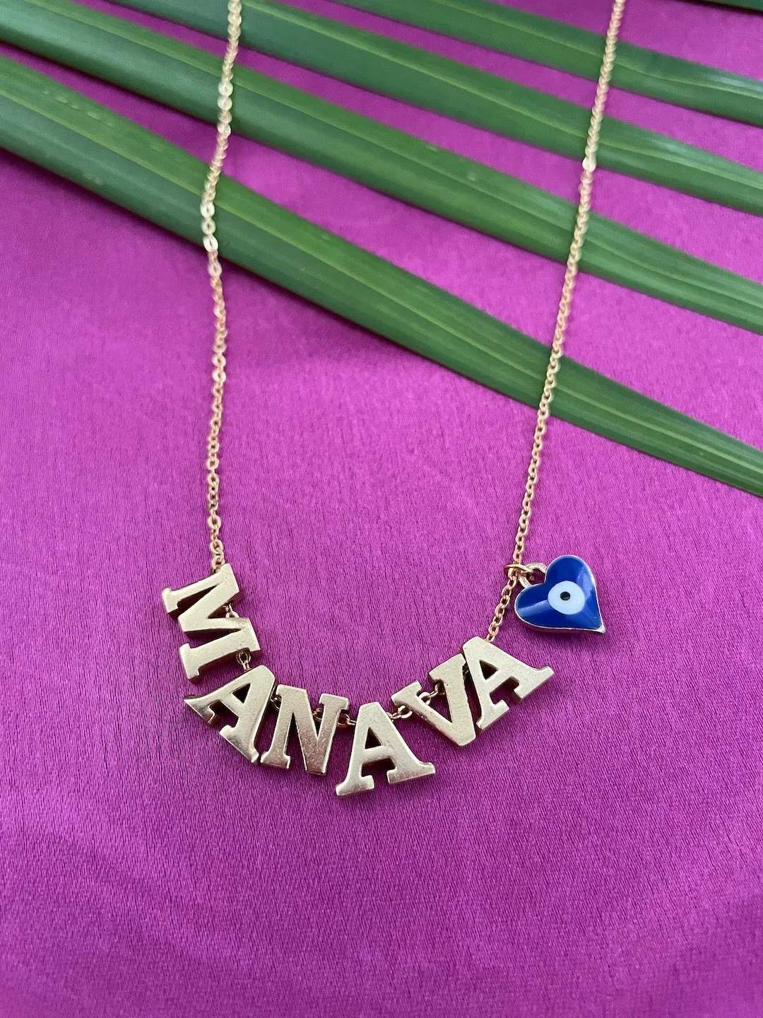Heart Evil Eye Name Necklace