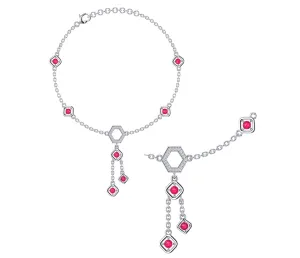 Hexagon Drop Sterling Silver Anklet