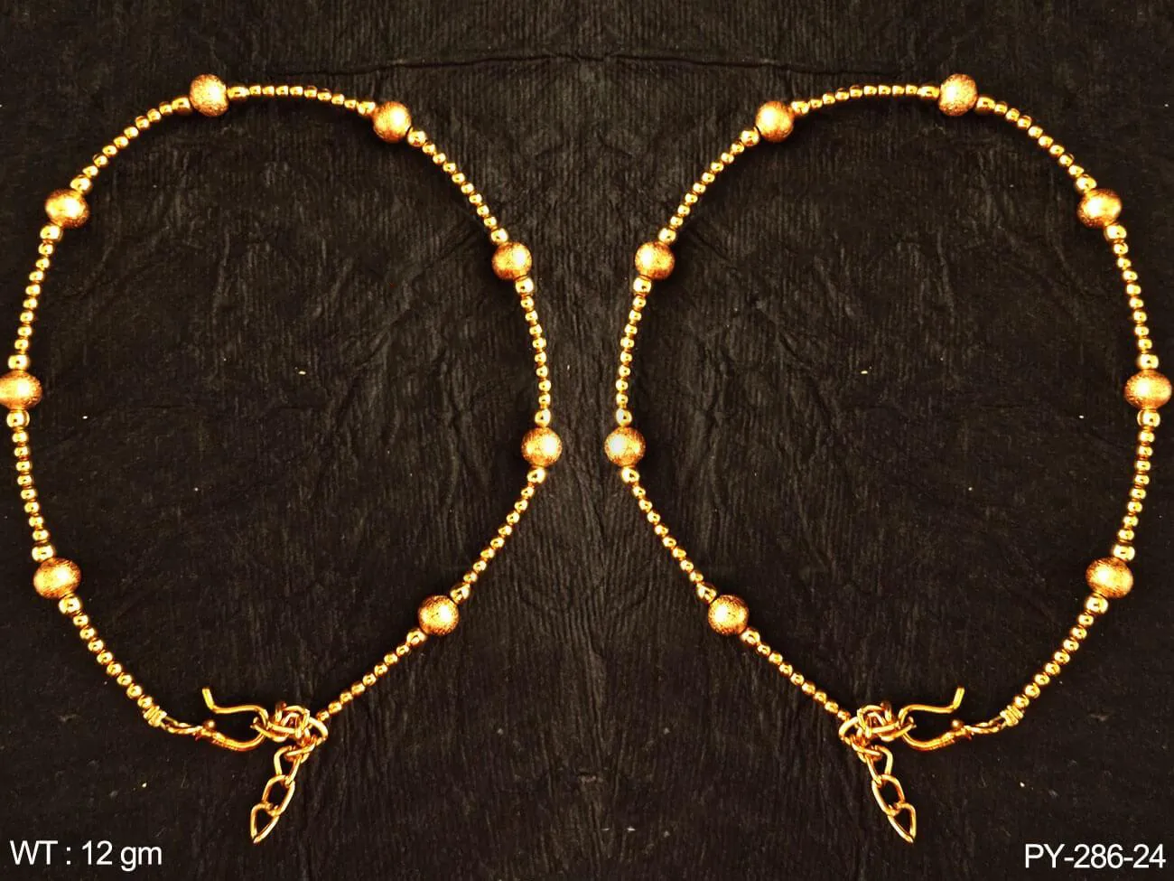 HIGH GOLD BEADS DELICATE ANTIQUE PAYAL ( 1 Pair)