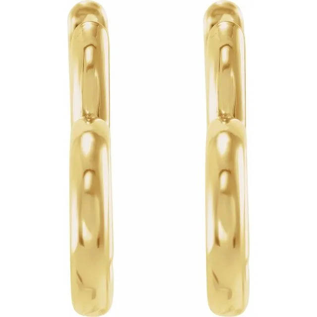 Hinged Heart Huggie Hoop Earrings - 14k Gold (Y, R, W), Platinum, or Sterling Silver