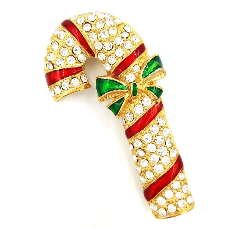 Holiday Jewelry Collection With Avon Noel Pendant, Candy Cane and Wreath Pins
