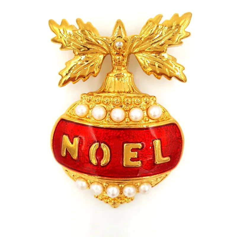 Holiday Jewelry Collection With Avon Noel Pendant, Candy Cane and Wreath Pins