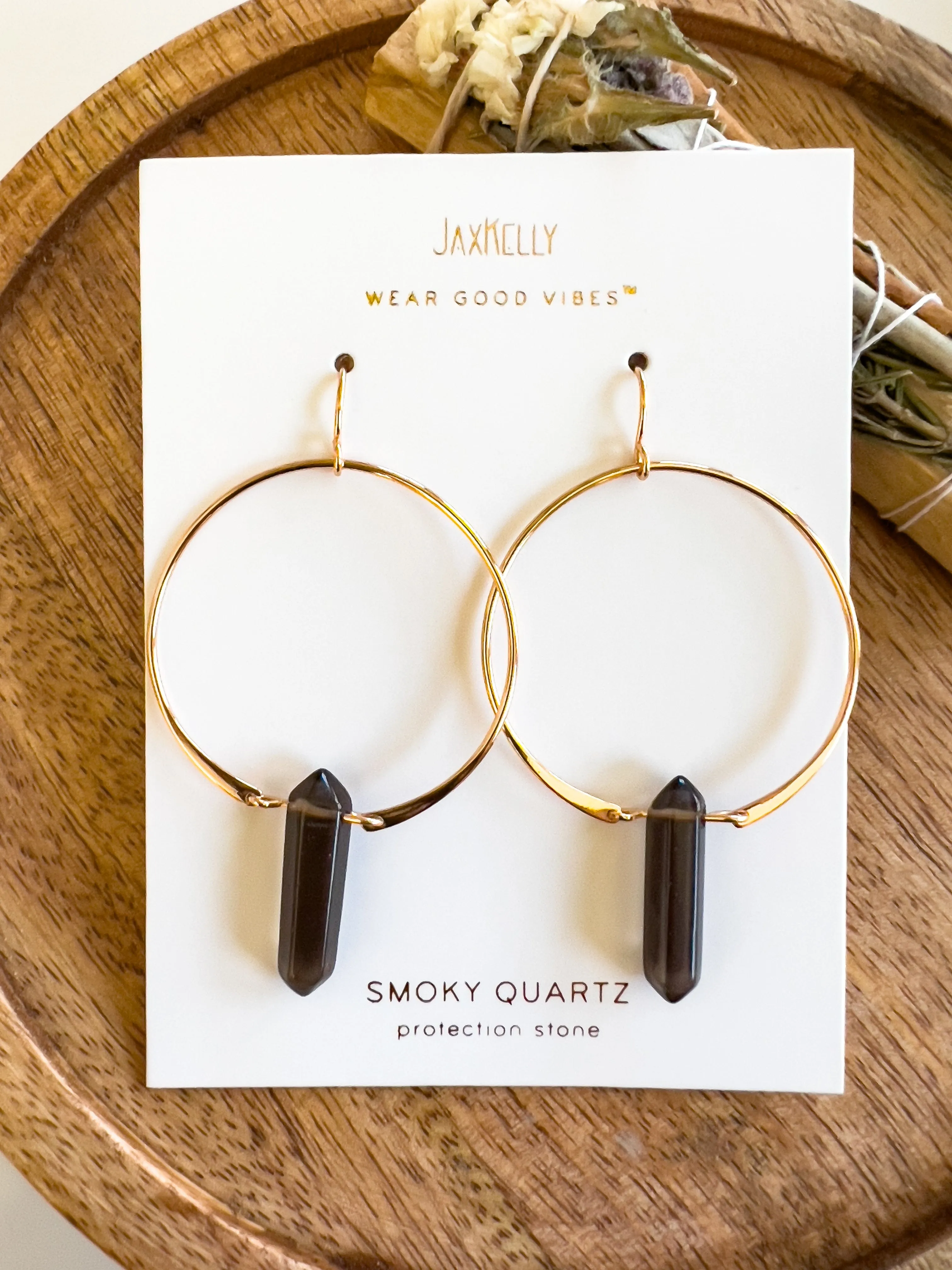 HOOP EARRINGS 18K - SMOKEY QUARTZ