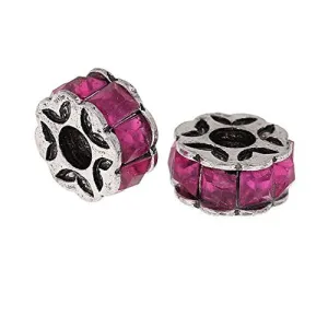 Hot Pink Flower Design Charm Beads for Snake Charm Charm Bracelet
