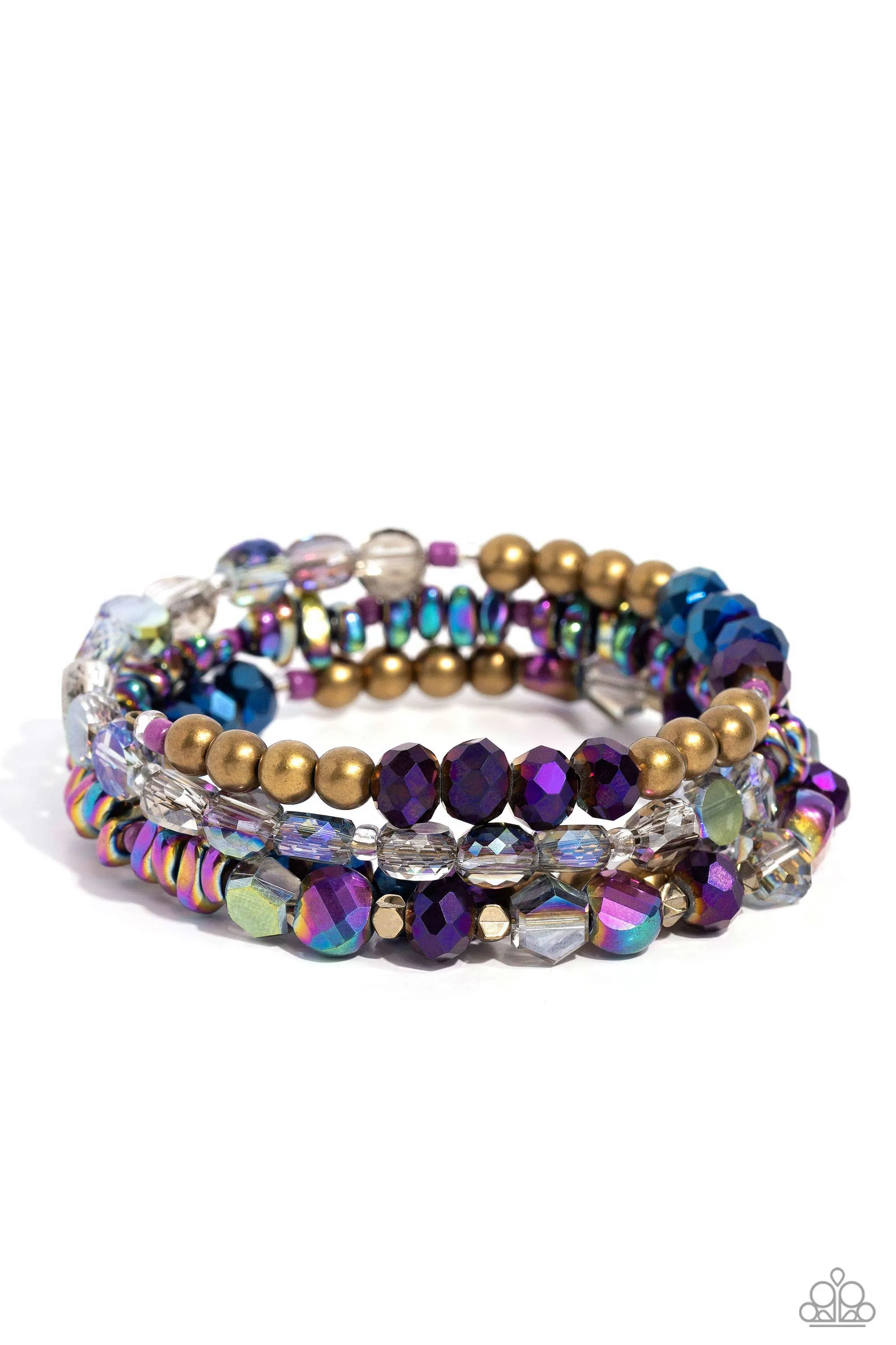 Impressive Infinity - Brass - Oil Spill Pebbles and Beads Paparazzi Coil Bracelet