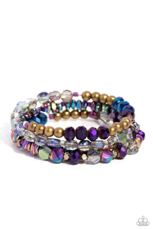 Impressive Infinity - Brass - Oil Spill Pebbles and Beads Paparazzi Coil Bracelet