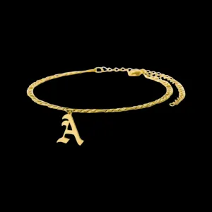 IN STOCK -Old English Initial Anklet