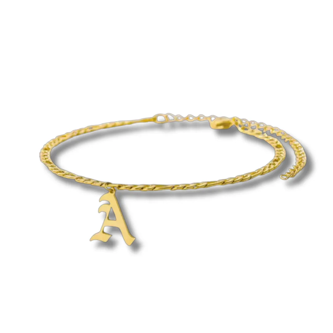 IN STOCK -Old English Initial Anklet