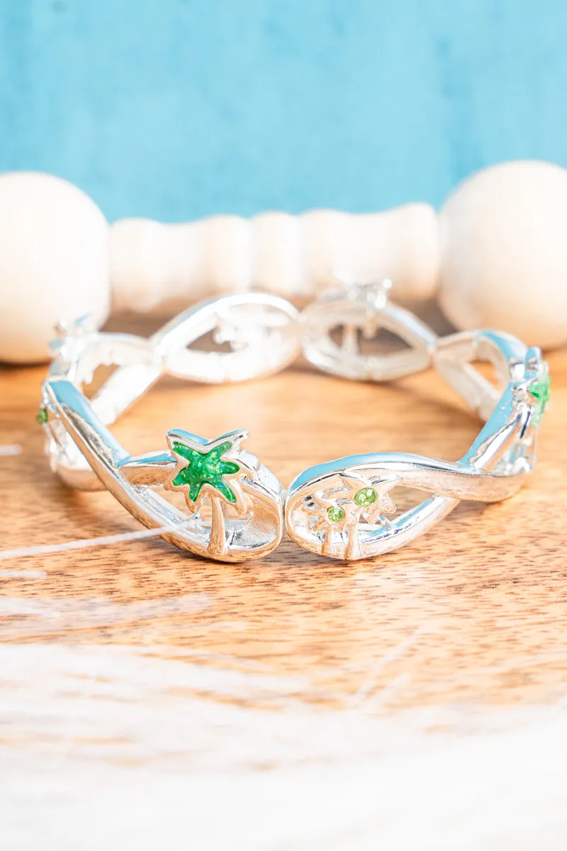 Infinity Bay Green Palm Silvertone Bracelet