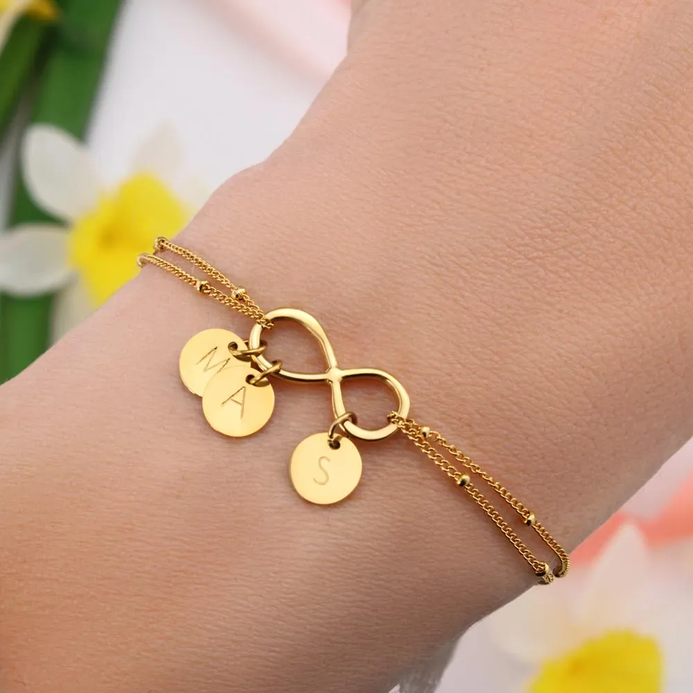 Infinity Bracelet with Initial Charms