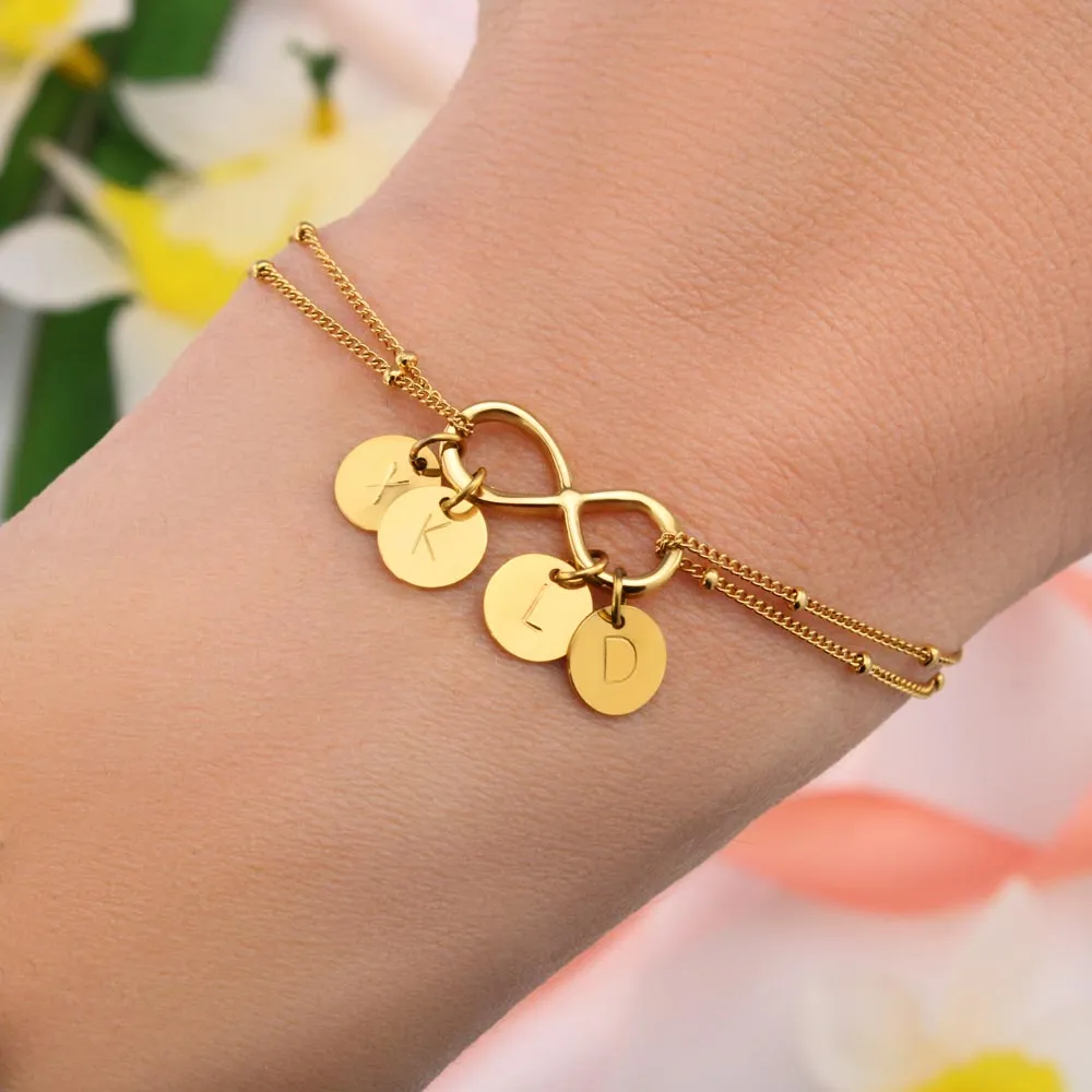 Infinity Bracelet with Initial Charms