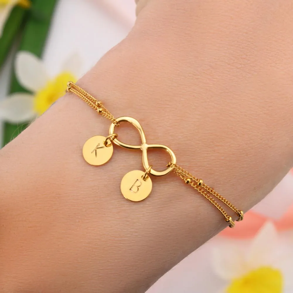 Infinity Bracelet with Initial Charms
