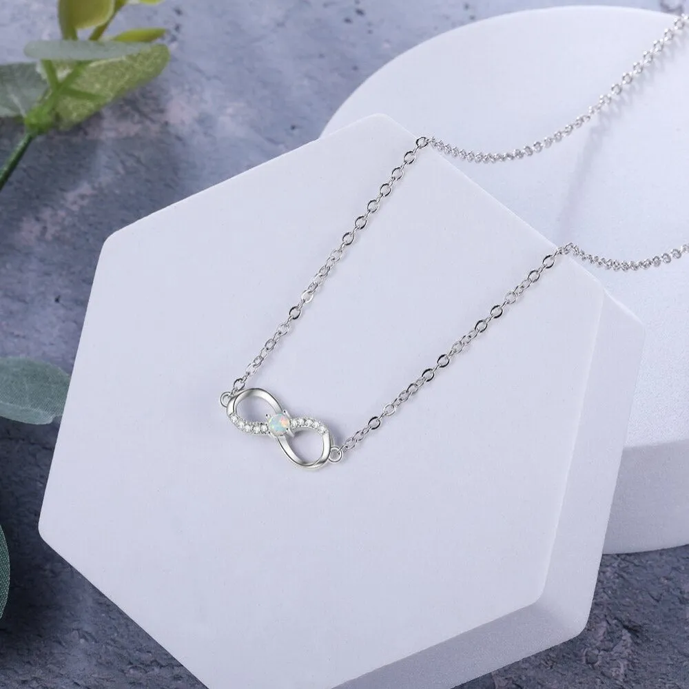 Infinity Pendant with Created White Fire