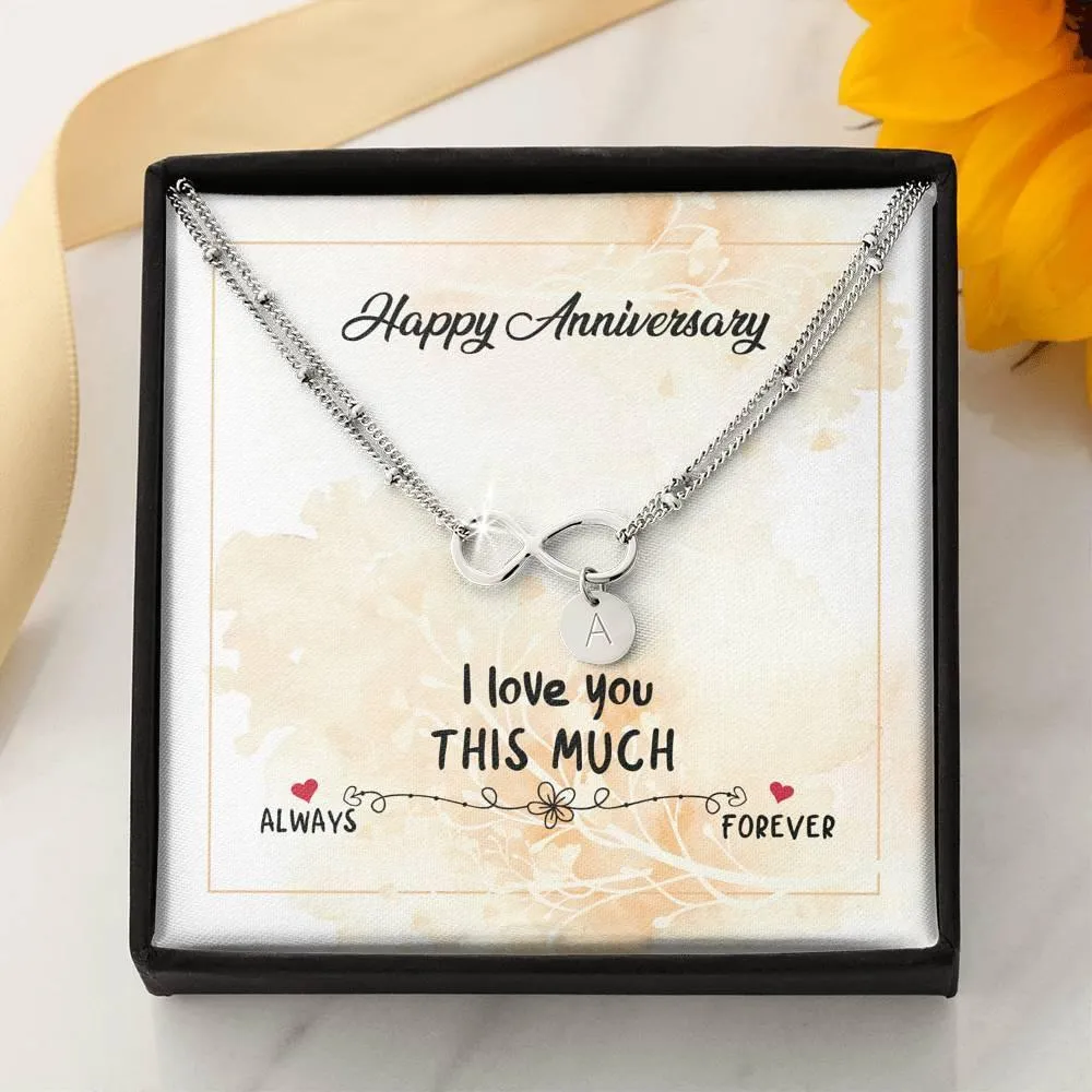 Infinity Pendant with Initial Necklace, Wedding Anniversary