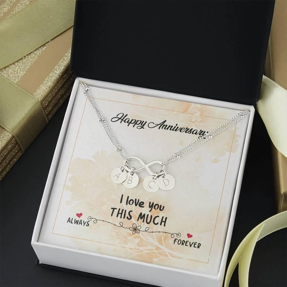 Infinity Pendant with Initial Necklace, Wedding Anniversary
