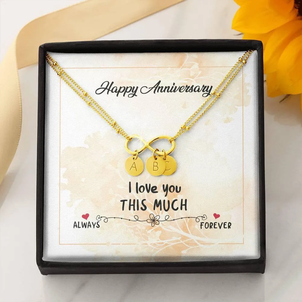 Infinity Pendant with Initial Necklace, Wedding Anniversary