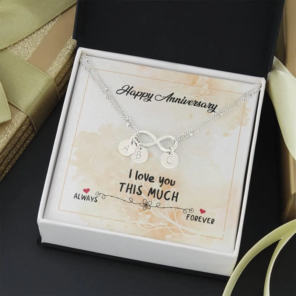 Infinity Pendant with Initial Necklace, Wedding Anniversary