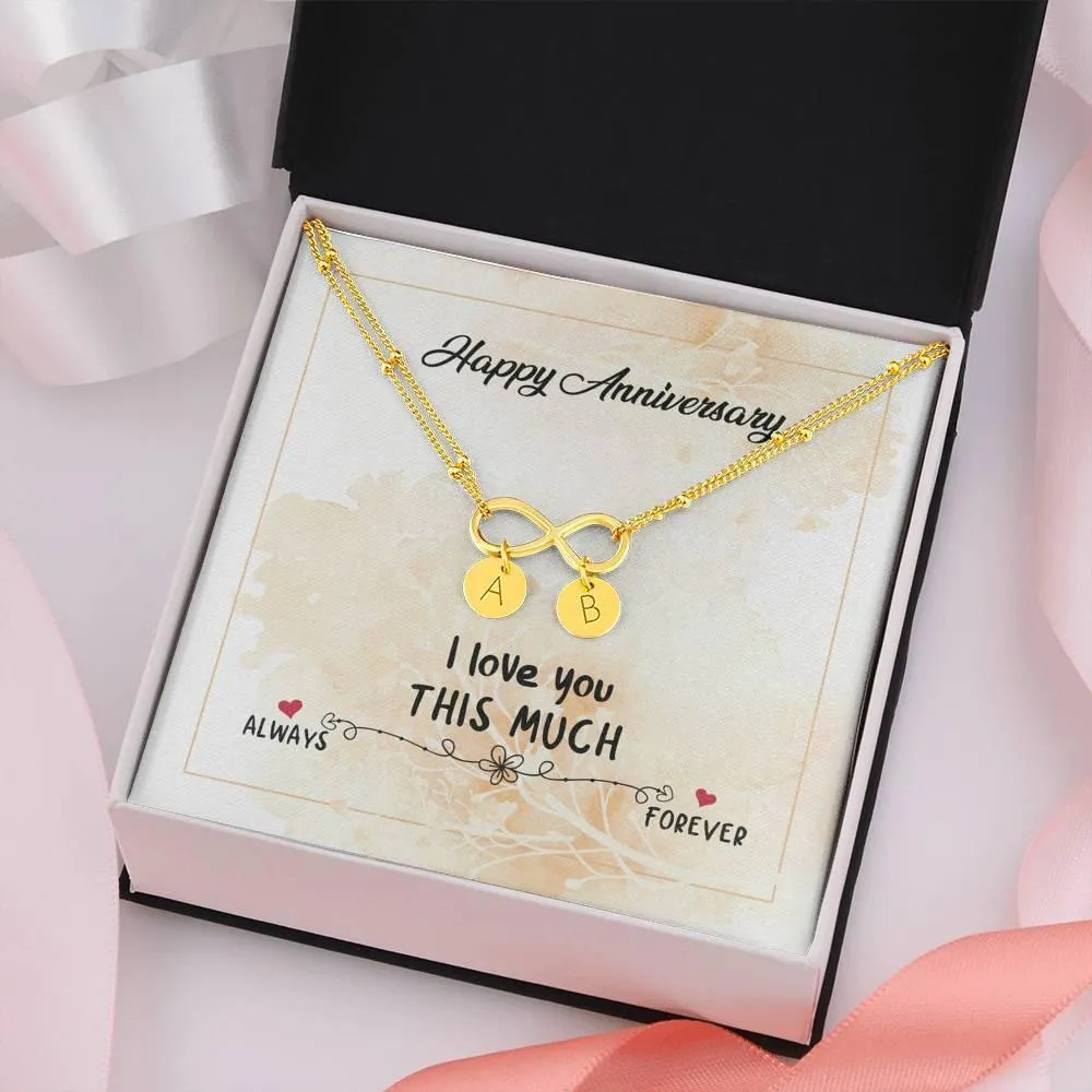Infinity Pendant with Initial Necklace, Wedding Anniversary