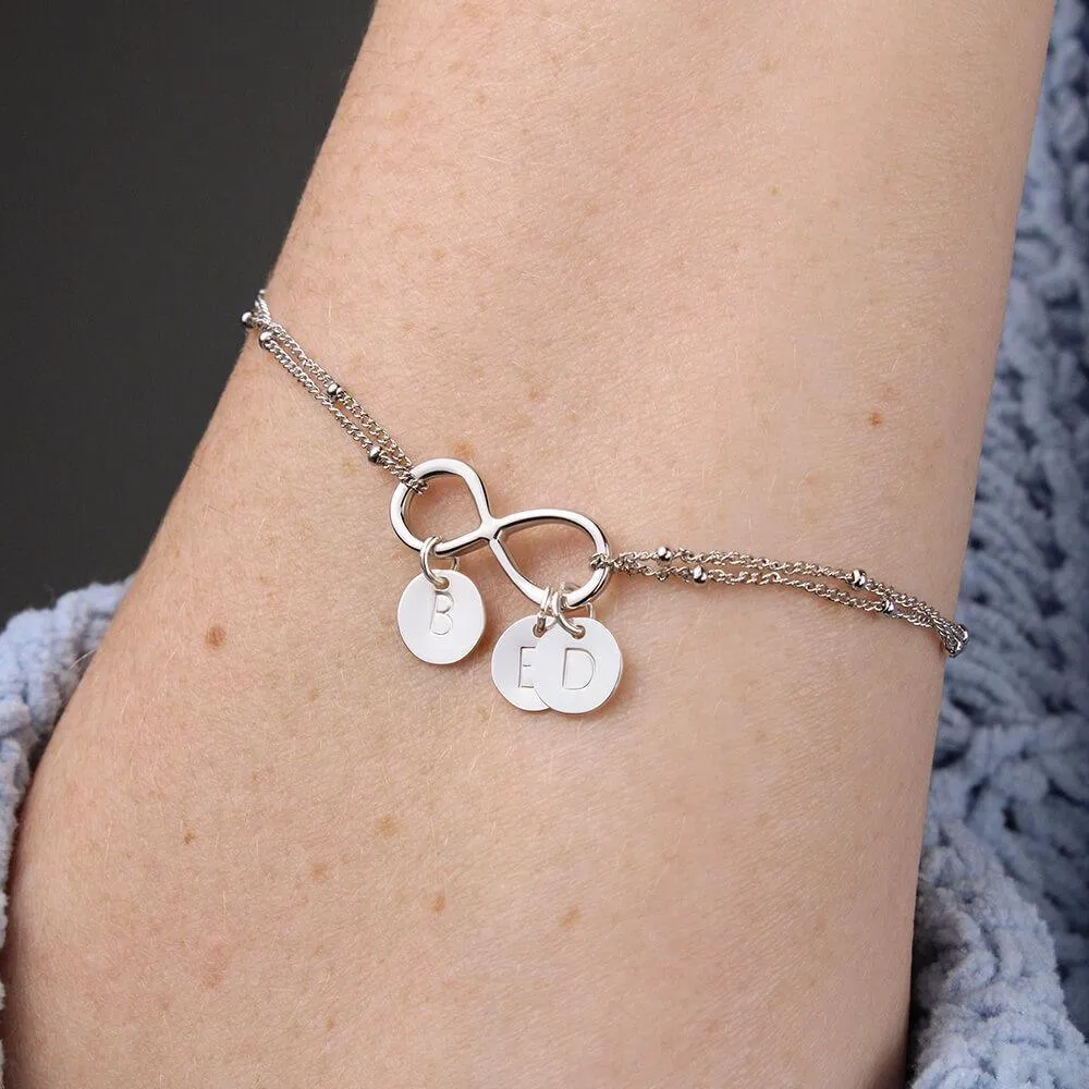 Infinity Pendant with Initial Necklace, Wedding Anniversary