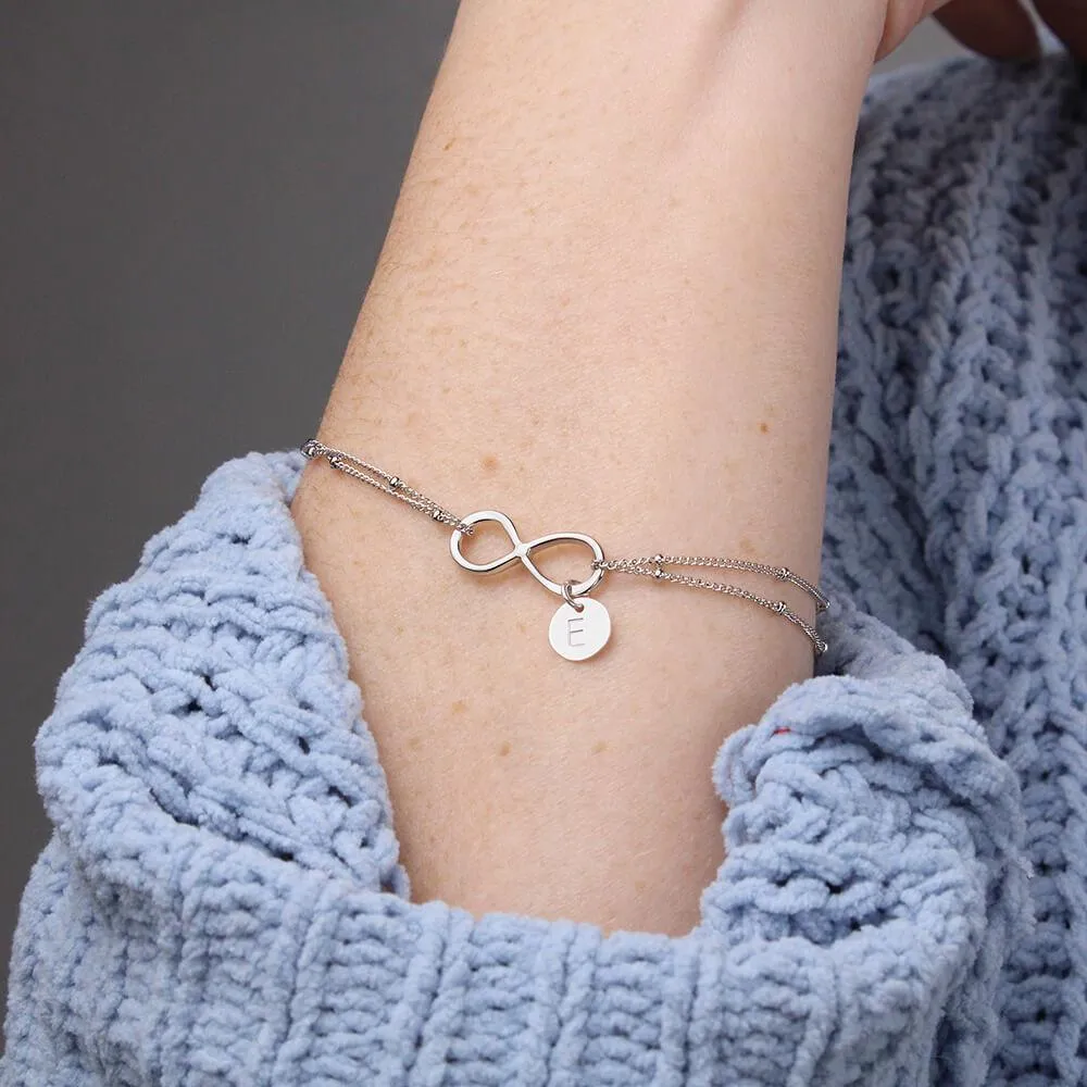 Infinity Pendant with Initial Necklace, Wedding Anniversary