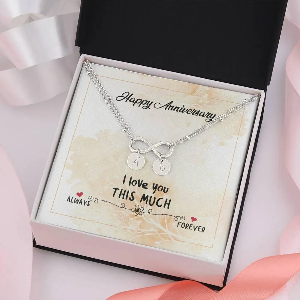 Infinity Pendant with Initial Necklace, Wedding Anniversary