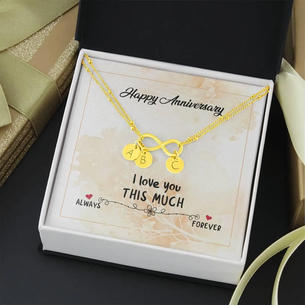 Infinity Pendant with Initial Necklace, Wedding Anniversary