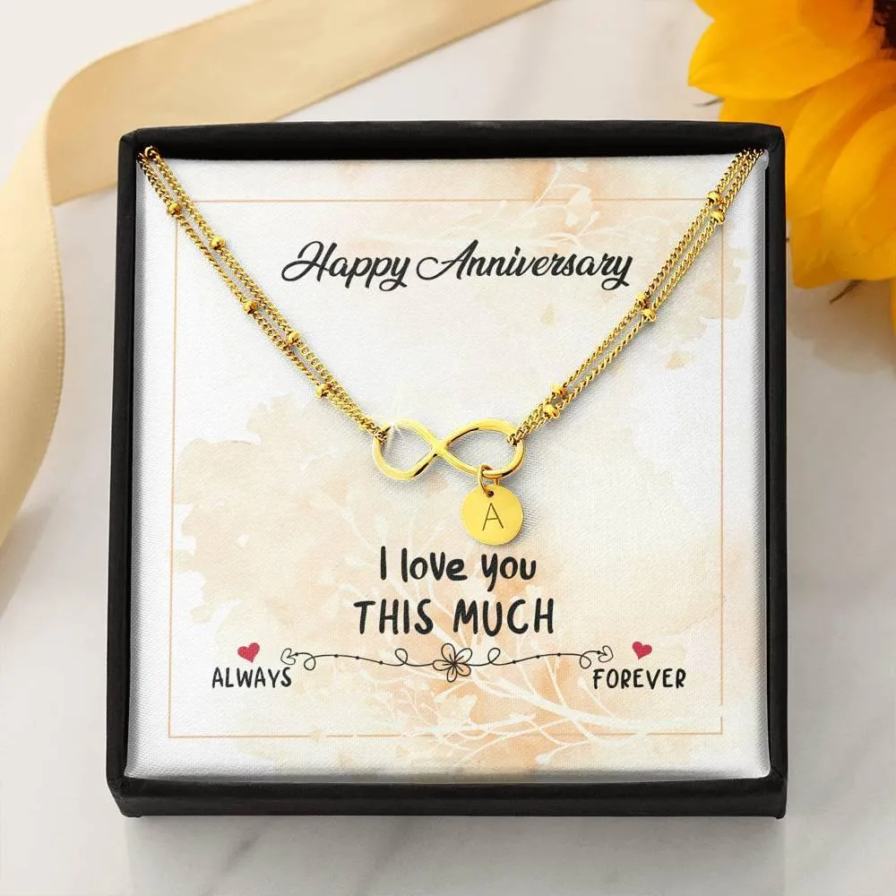 Infinity Pendant with Initial Necklace, Wedding Anniversary