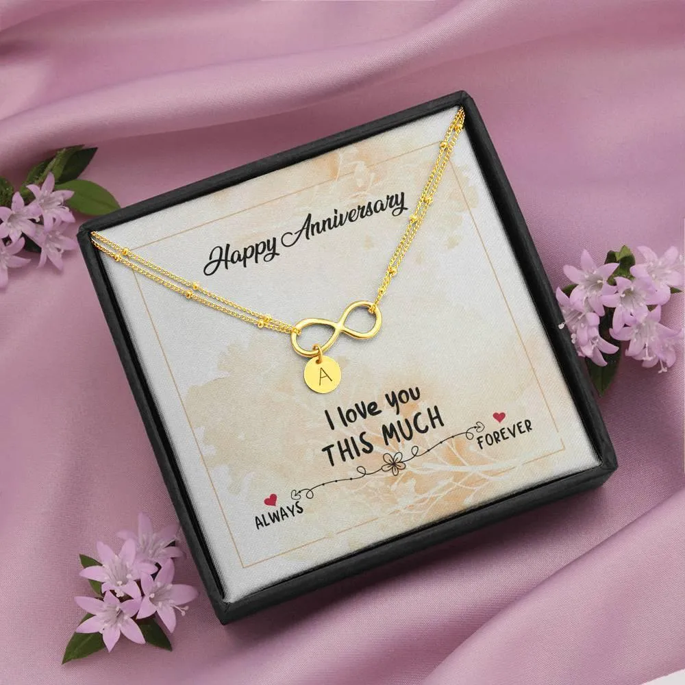 Infinity Pendant with Initial Necklace, Wedding Anniversary