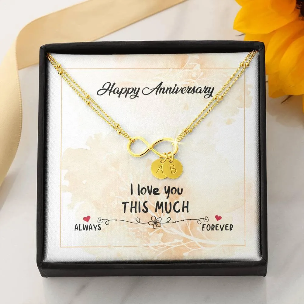 Infinity Pendant with Initial Necklace, Wedding Anniversary
