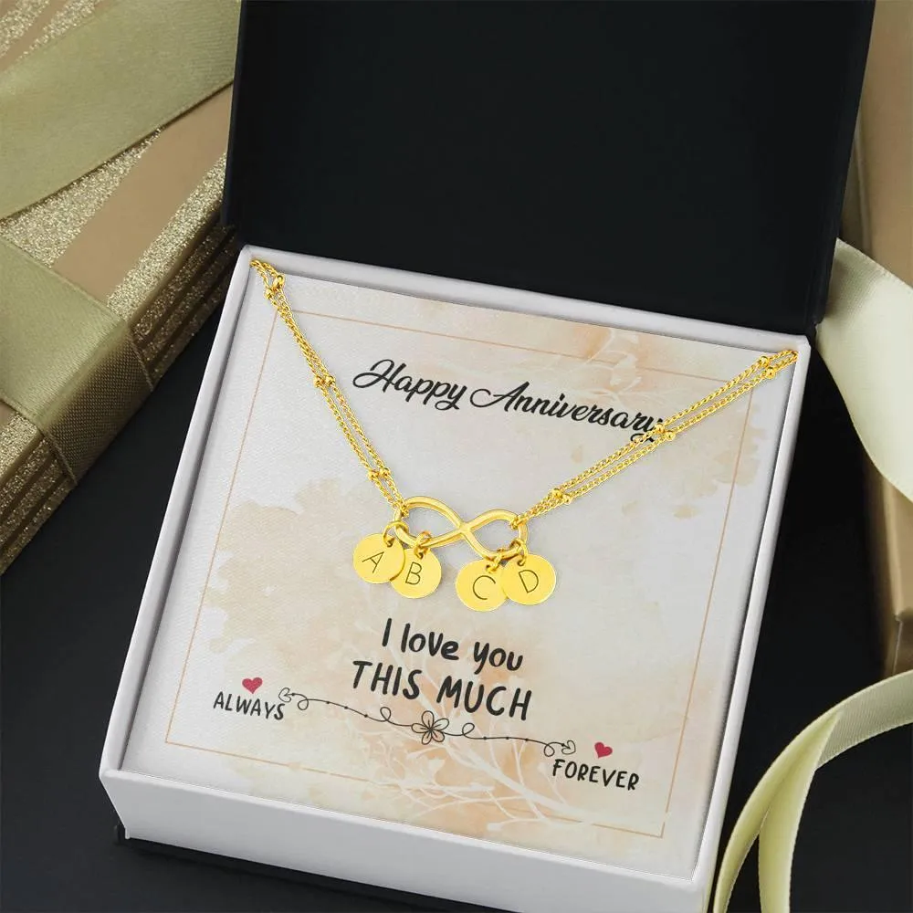 Infinity Pendant with Initial Necklace, Wedding Anniversary