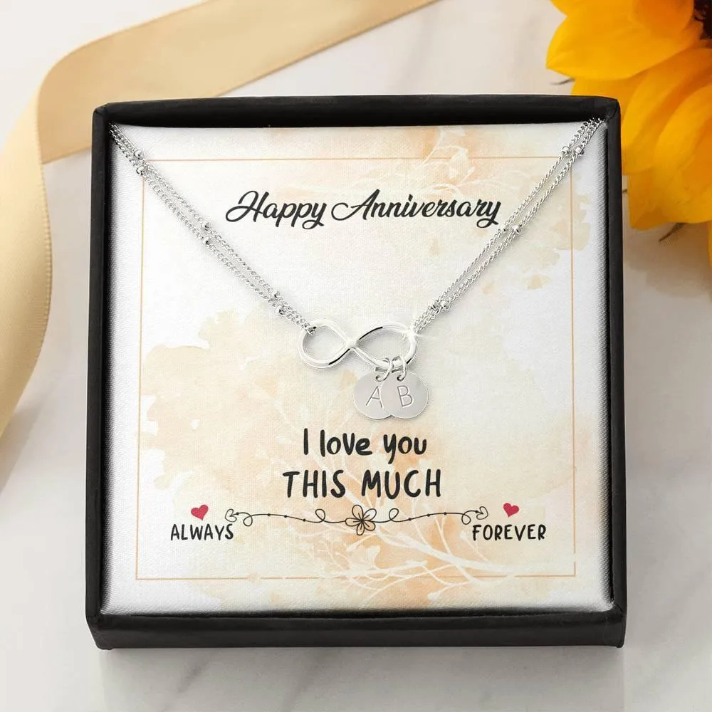 Infinity Pendant with Initial Necklace, Wedding Anniversary