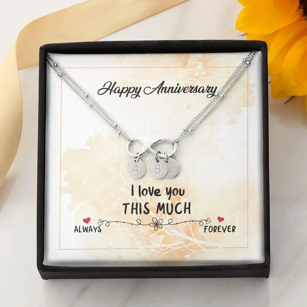 Infinity Pendant with Initial Necklace, Wedding Anniversary