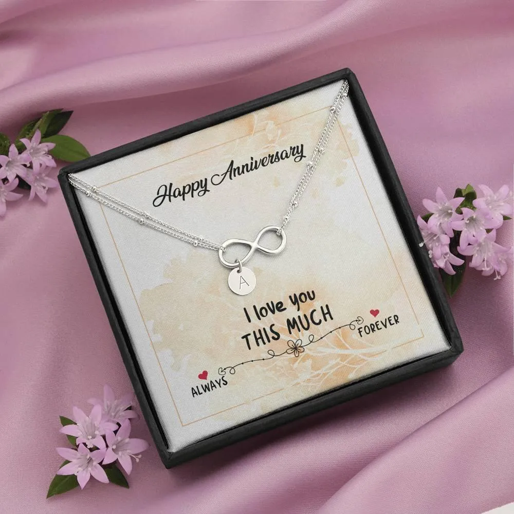 Infinity Pendant with Initial Necklace, Wedding Anniversary