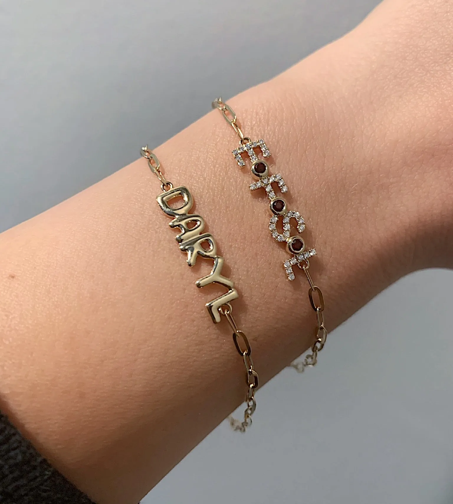 Initial and Birthstone Paperclip Chain Bracelet