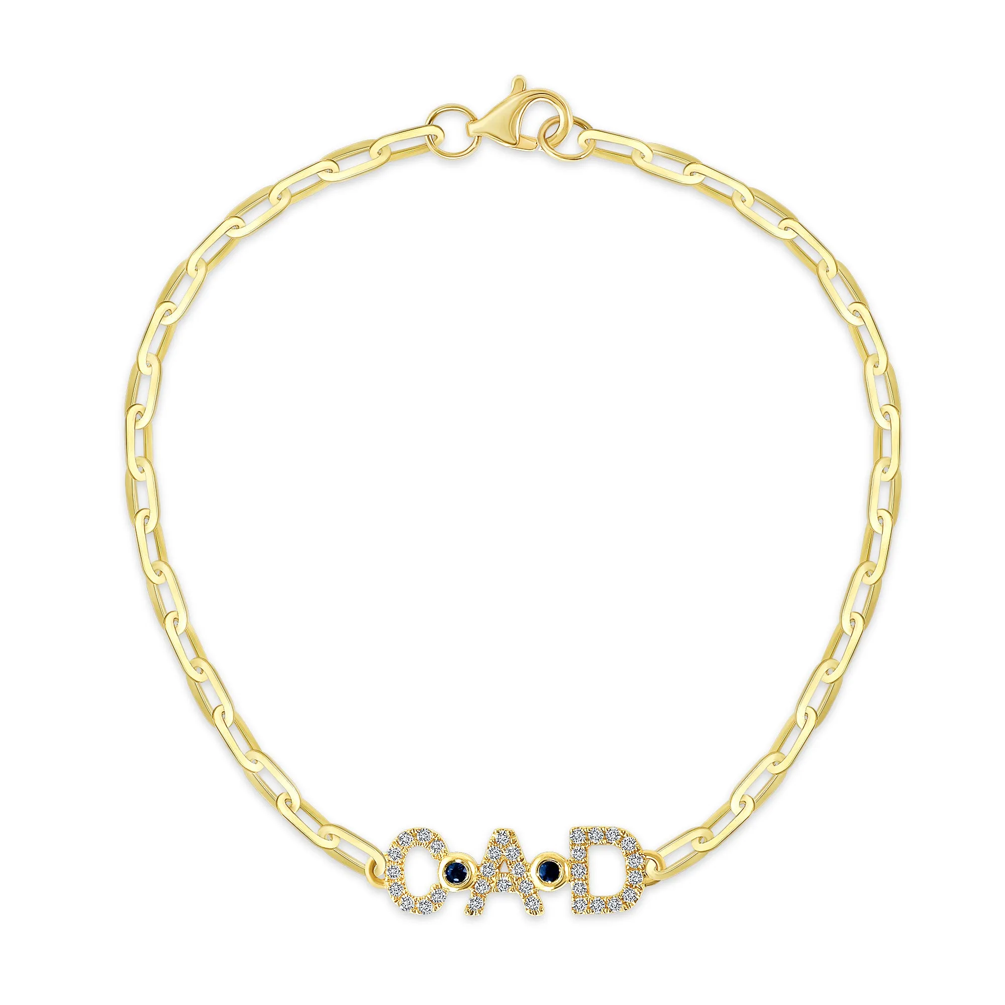 Initial and Birthstone Paperclip Chain Bracelet