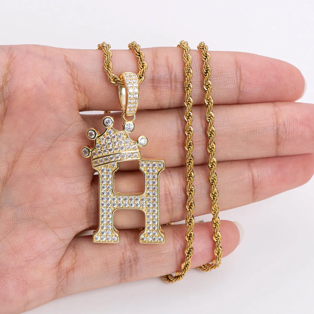 Initial H Alphabet Necklace for Women Men