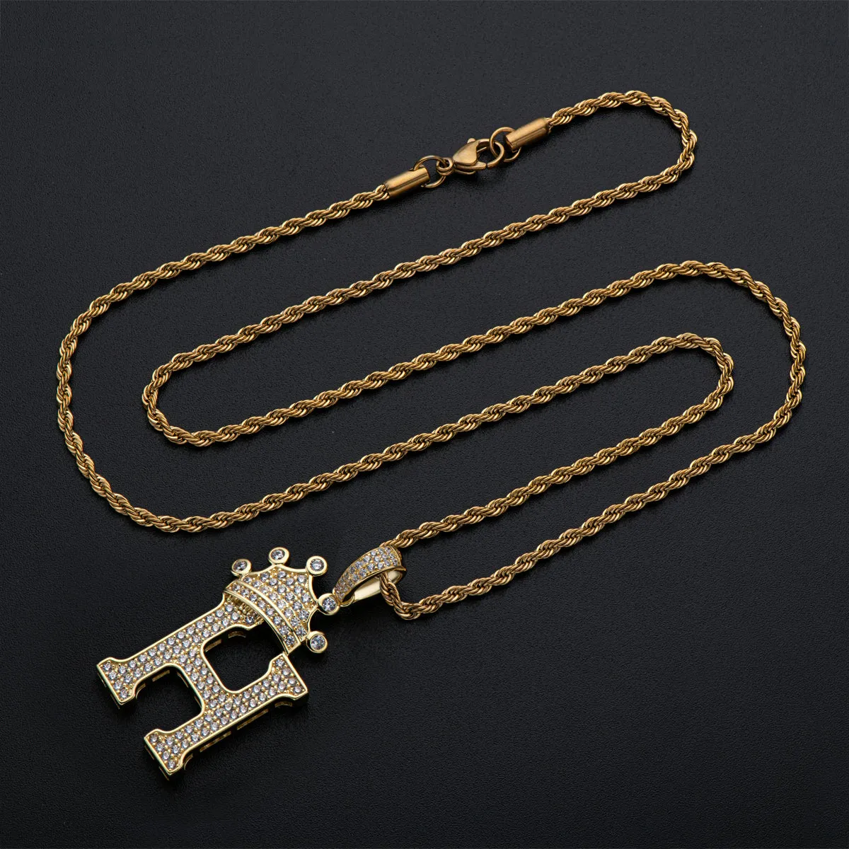 Initial H Alphabet Necklace for Women Men