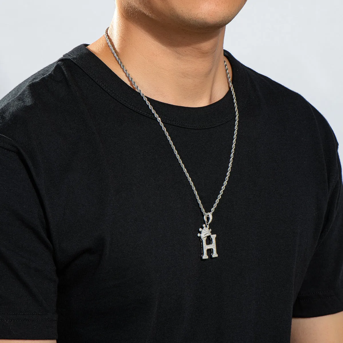 Initial H Alphabet Necklace for Women Men