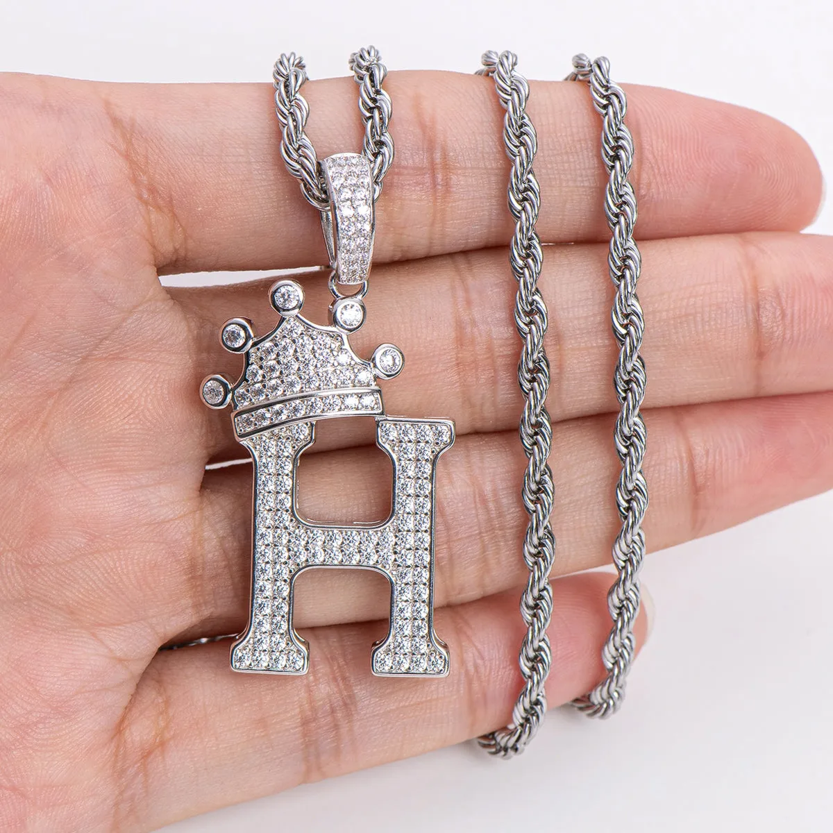Initial H Alphabet Necklace for Women Men