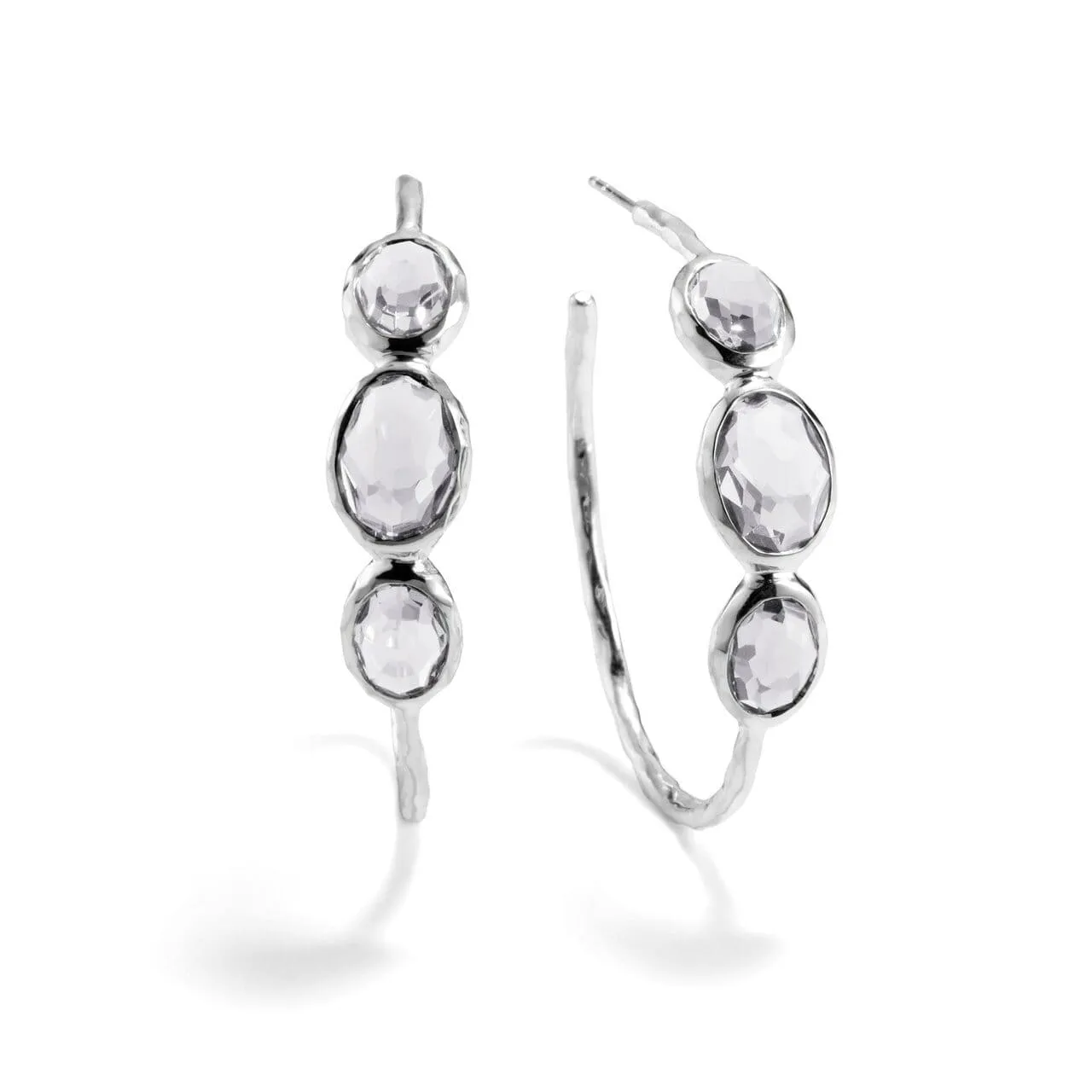 Ippolita Sterling Hoops with Three Quartz Gems