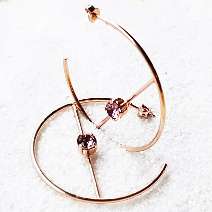 Iris Swarovski Rose Gold Hoop Earrings