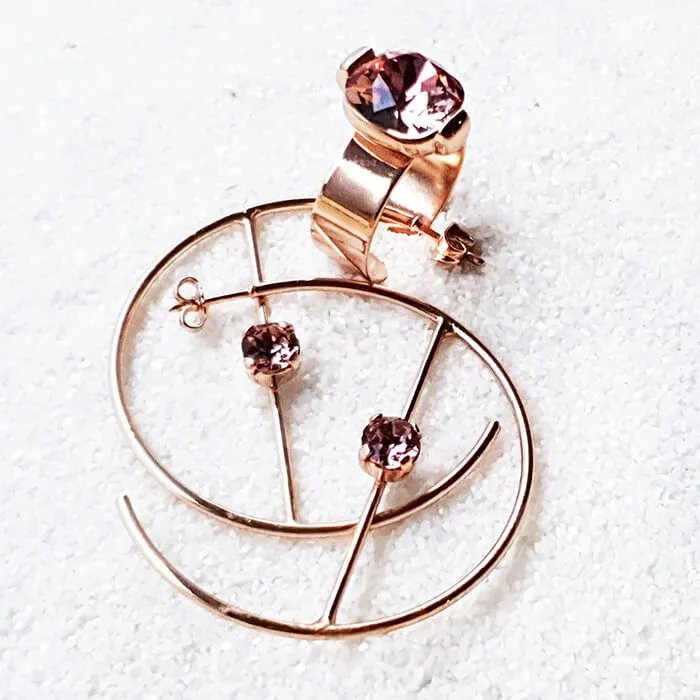 Iris Swarovski Rose Gold Hoop Earrings