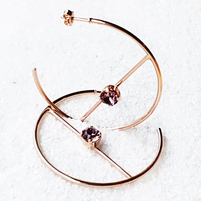 Iris Swarovski Rose Gold Hoop Earrings