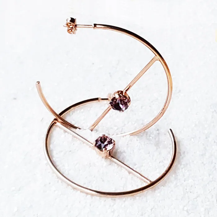 Iris Swarovski Rose Gold Hoop Earrings