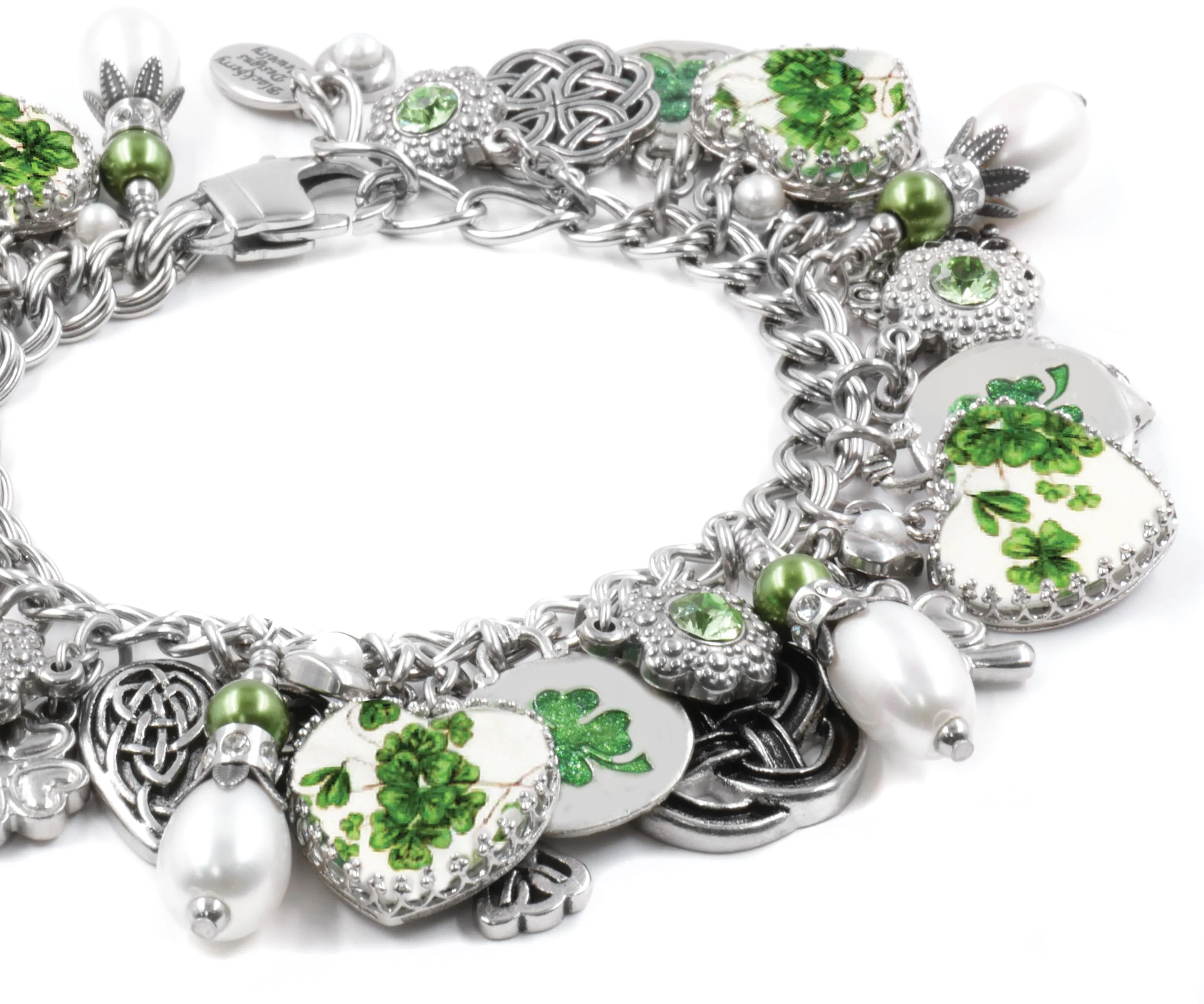 Irish Four Leaf Clover Pearl Bracelet