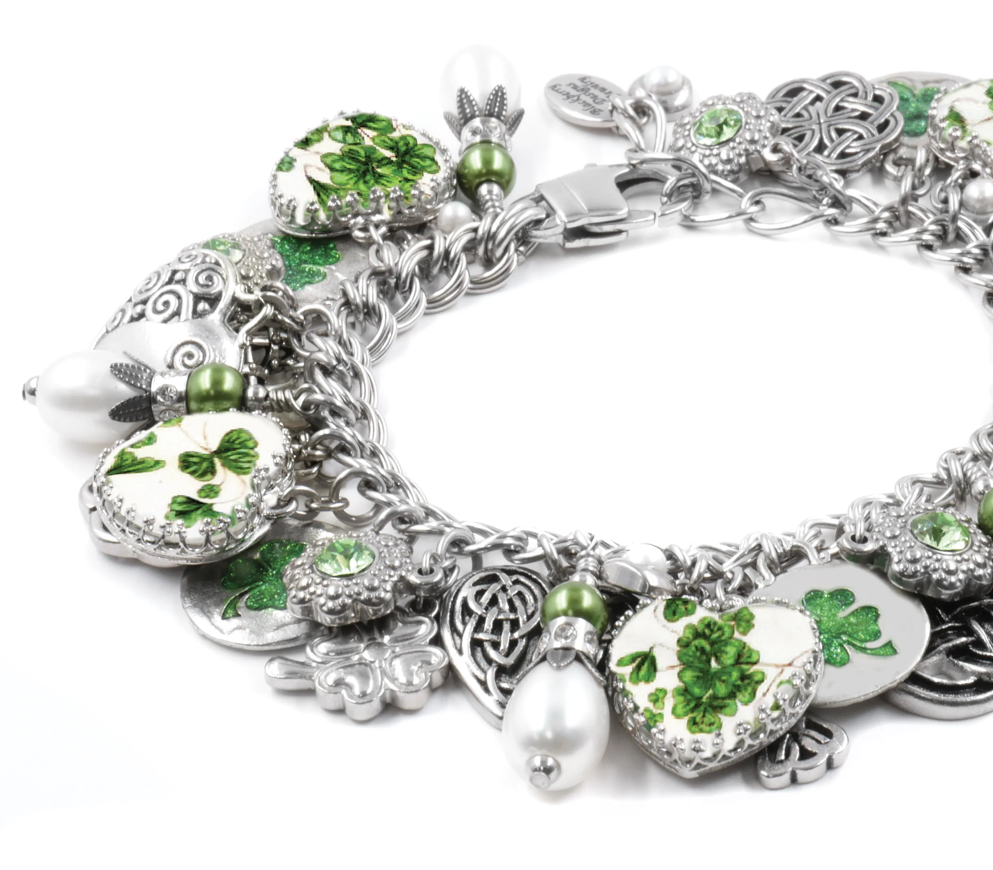 Irish Four Leaf Clover Pearl Bracelet