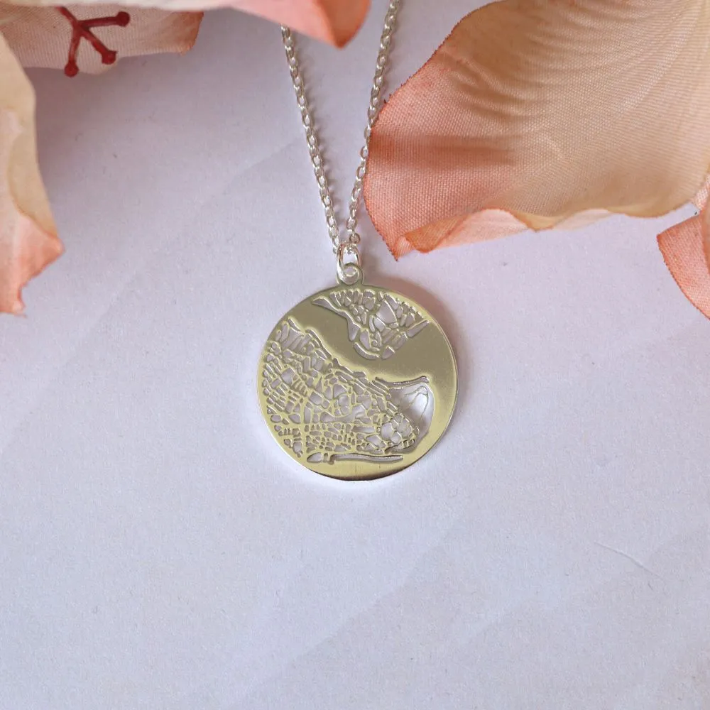 Istanbul Silver - City Map Necklace