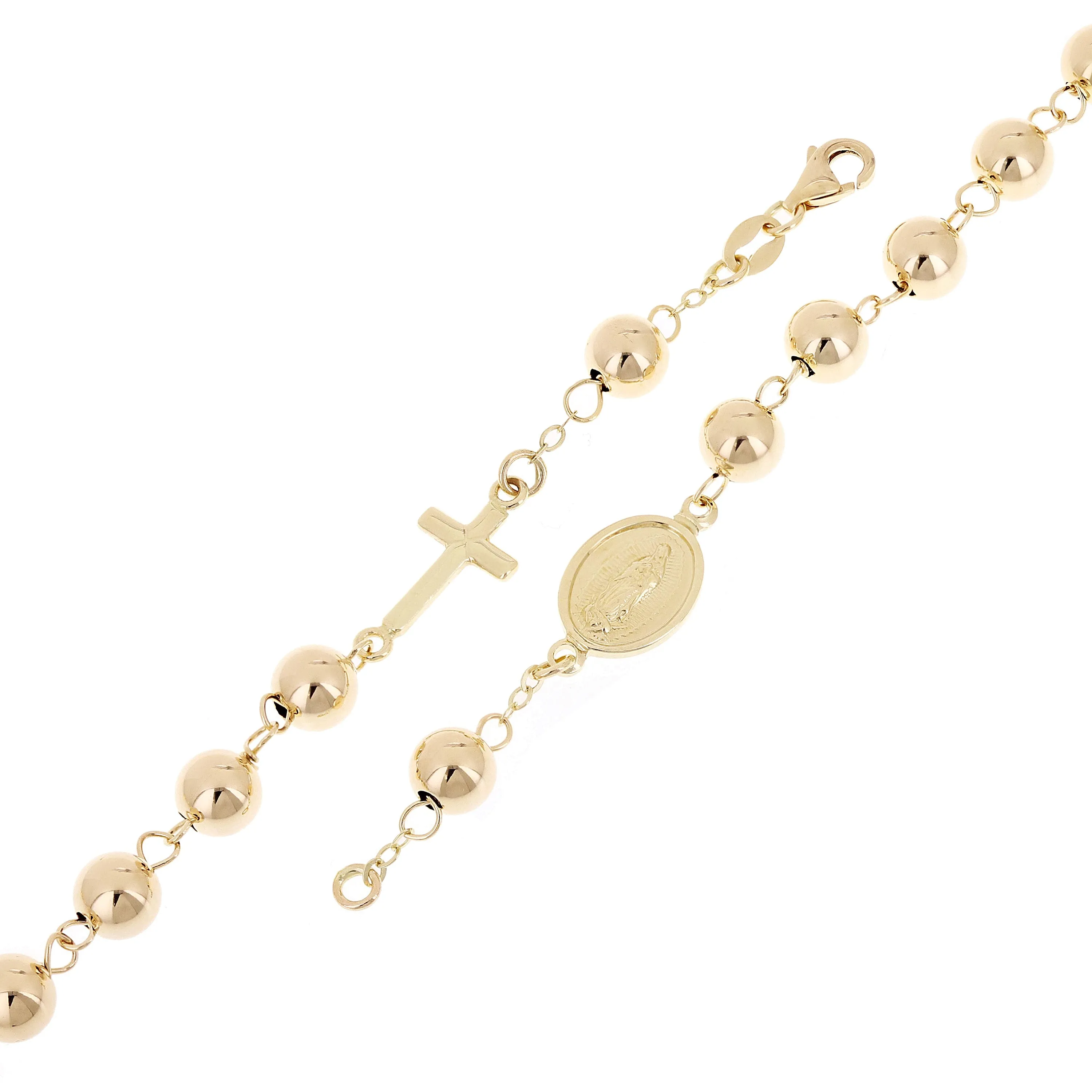 Italian 14k Yellow Gold Hollow Rosary Bracelet 7" 6mm 4.5 grams