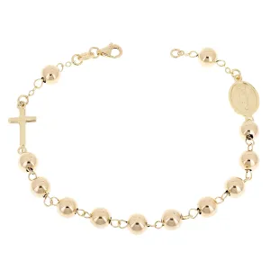 Italian 14k Yellow Gold Hollow Rosary Bracelet 7" 6mm 4.5 grams