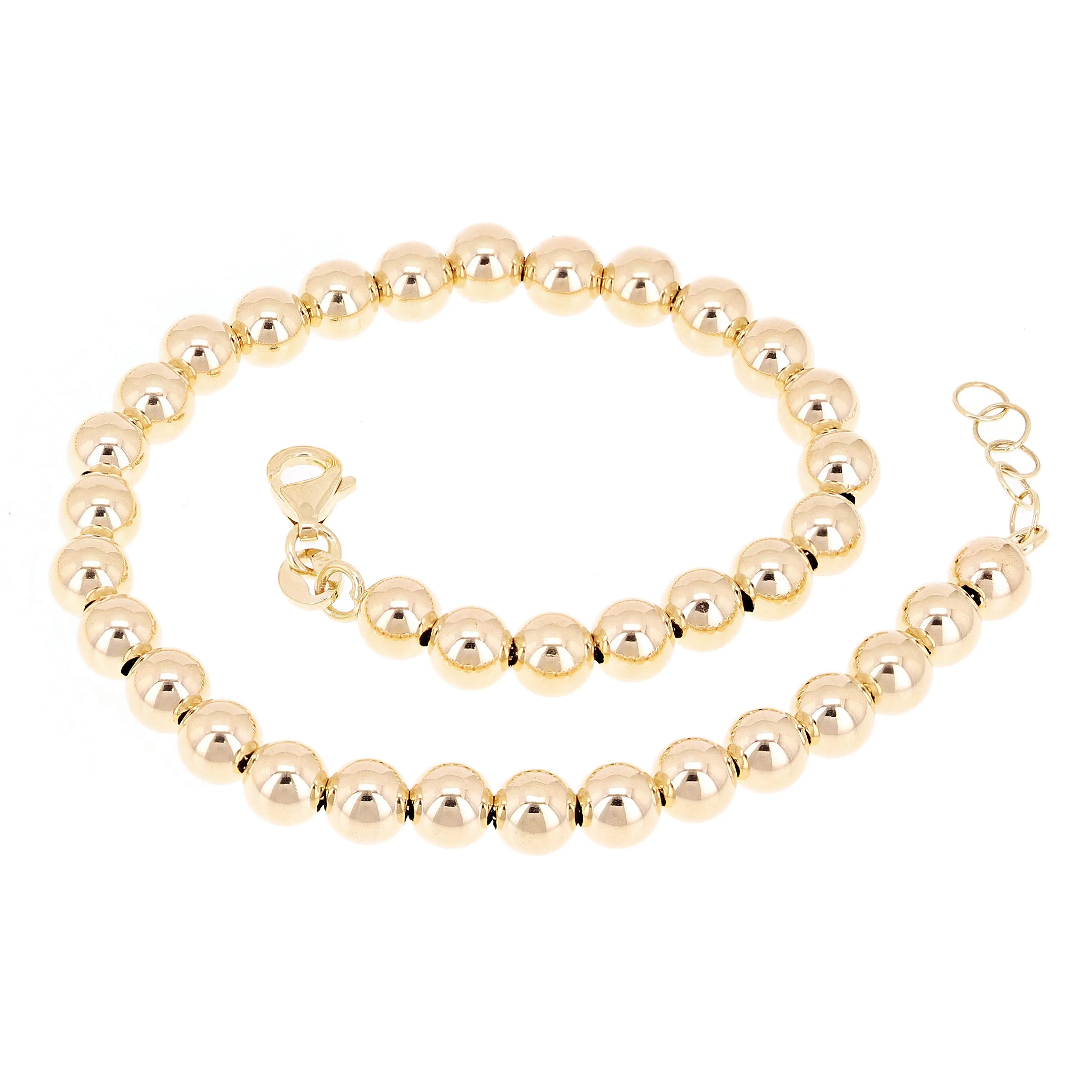Italian 14k Yellow or White Gold Hollow Ball Bead Bracelet 8" 5mm 3.4 grams
